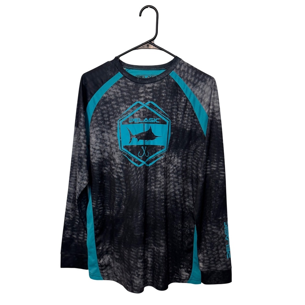 Pelagic Vaportex Shirt Mens Medium Blue Gray Long Sleeve Fishing Performance